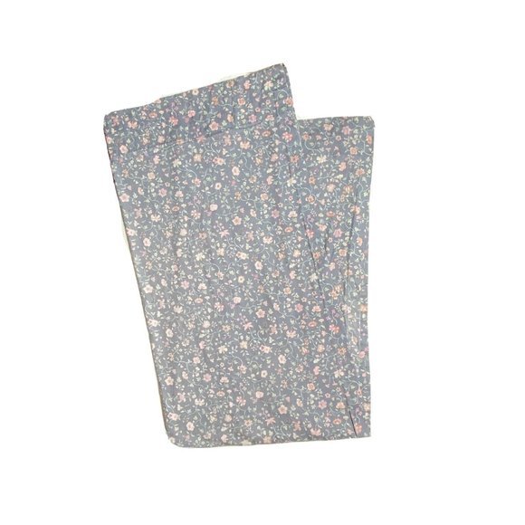 Vintage 70s Croscill Curtains Shams Set 6 Blue Gray Floral Lace Cottage Rare htf - Picture 3 of 6